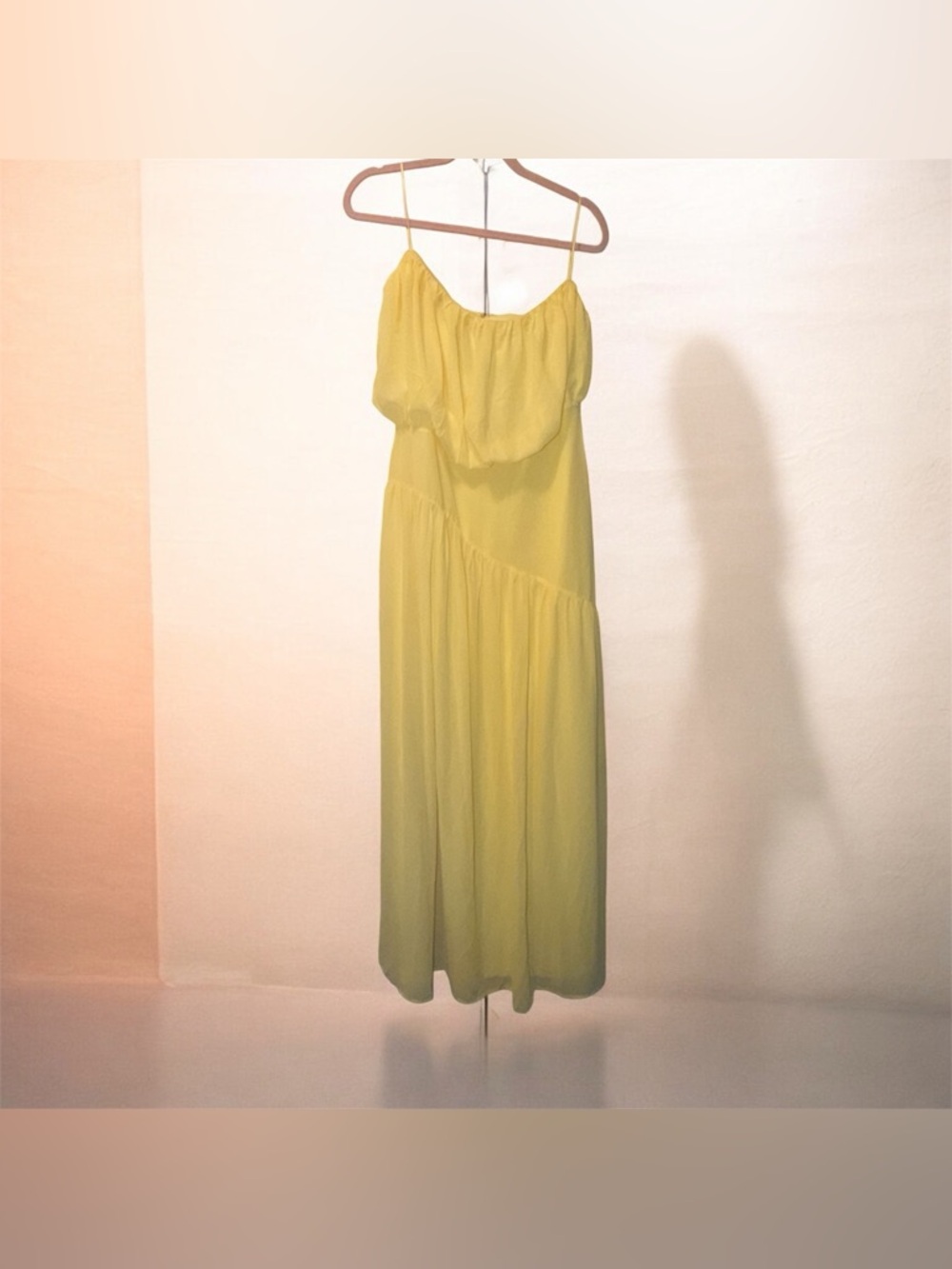 NWT Elegant Strapless Tiered Maxi Dress - Yellow (Size L) - Picture 2 of 8